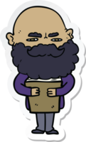 sticker of a cartoon man with beard frowning png