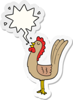 dibujos animados gallo con habla burbuja pegatina png