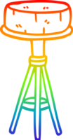 rainbow gradient line drawing of a cartoon breakfast stool png