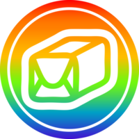 wrapped parcel circular icon with rainbow gradient finish png