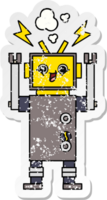 beunruhigter Aufkleber eines niedlichen Cartoonroboters png