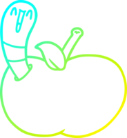 verkoudheid helling lijn tekening van een tekenfilm worm in appel png