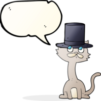 hand drawn speech bubble cartoon cat in top hat png