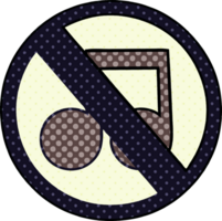 comic book style cartoon of a no music allowed sign png