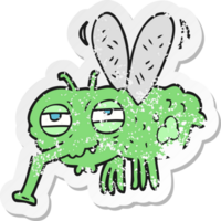 retro distressed sticker of a cartoon fly png