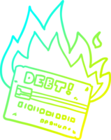 cold gradient line drawing of a burning credit card cartoon png