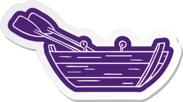 tecknad klistermärke av en trä roddbåt png