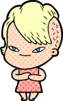 cute cartoon girl with hipster haircut png