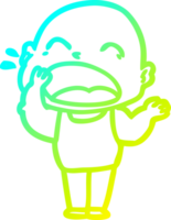 cold gradient line drawing of a cartoon shouting bald man png