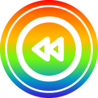 terugspoelen knop circulaire icoon met regenboog helling af hebben png