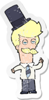 Retro-Distressed-Aufkleber eines Cartoon-Mannes mit Zylinder png