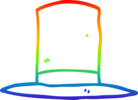 rainbow gradient line drawing of a cartoon top hat png