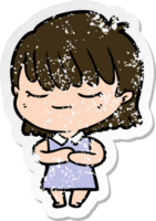 distressed sticker of a cartoon woman png