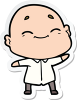 sticker of a happy cartoon bald man png