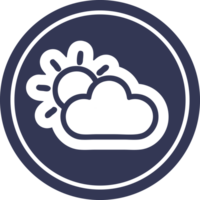 sun and cloud circular icon symbol png