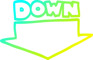 cold gradient line drawing of a cartoon down arrow png