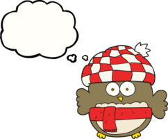 main tiré pensée bulle dessin animé mignonne hibou png