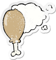 distressed sticker of a cartoon chicken leg png