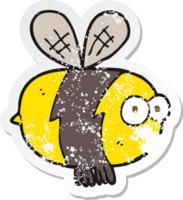 retro distressed sticker of a cartoon bee png