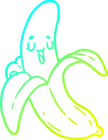 cold gradient line drawing of a cartoon banana png