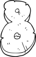 hand drawn black and white cartoon stone number eight png