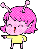 garota alienígena de desenho animado rindo png