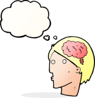 cartoon man with brain symbol with thought bubble png