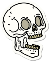 pegatina de tatuaje al estilo tradicional de una calavera png