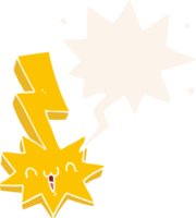 cartoon lightning bolt with speech bubble in retro style png