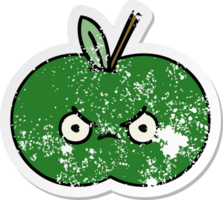 distressed sticker of a cute cartoon juicy apple png