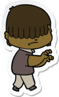 sticker of a cartoon boy with untidy hair png