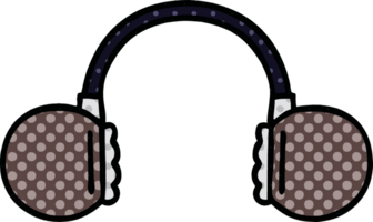 comic book style cartoon of a retro headphone png