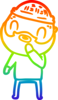 rainbow gradient line drawing of a cartoon bearded man png