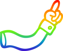 rainbow gradient line drawing of a cartoon pointing arm png