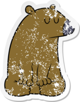 distressed sticker of a cartoon bear png