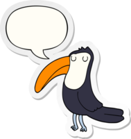 dessin animé toucan avec discours bulle autocollant png