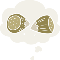 cartoon hazelnuts with thought bubble in retro style png