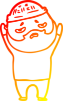 warm gradient line drawing of a cartoon worried man with beard png