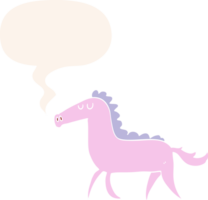 dessin animé cheval avec discours bulle dans rétro style png