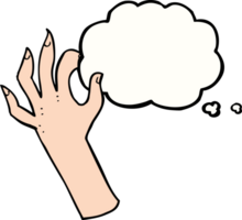 cartoon hand symbol with thought bubble png