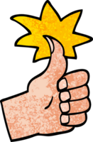 grunge textured illustration cartoon thumbs up symbol png