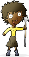 cartoon crazy woman with spear png