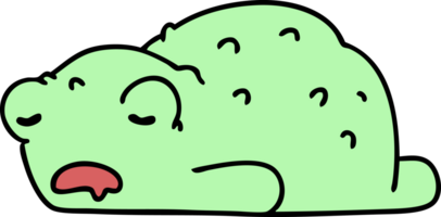 cartoon of a tired out frog sleeping png