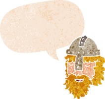 dessin animé viking visage avec discours bulle dans grunge affligé rétro texturé style png