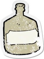 pegatina retro angustiada de una vieja botella de whisky de dibujos animados png