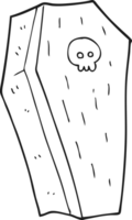 hand drawn black and white cartoon spooky coffin png