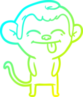 cold gradient line drawing of a funny cartoon monkey png