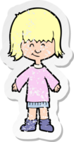 retro distressed sticker of a cartoon girl png