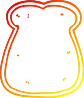 warm gradient line drawing of a cartoon slice of bread png