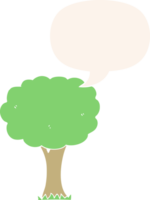 cartone animato albero con discorso bolla nel retrò stile png